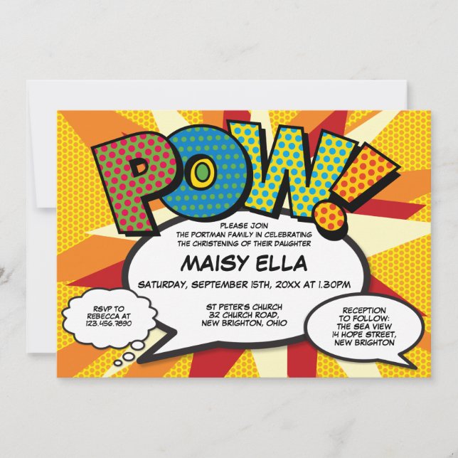 Convites Batismo Moderninho de Quadrinhos (Frente)