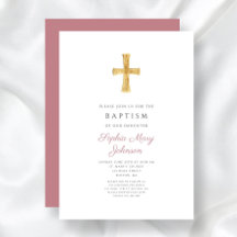 Batismo Moderno de Menina Religiosa Cruz Rosa Empo