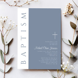 Convites Batismo moderno e elegante da cruz azul