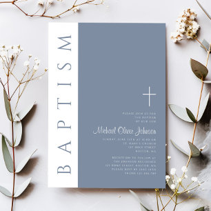 Convites Batismo moderno e elegante da cruz azul