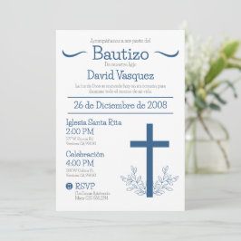 Convites Batismo na Cruz Bautizo Espanhola e Folhas I