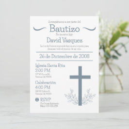 Convites Batismo na Cruz Bautizo Espanhola e Folhas I