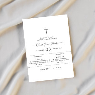 Convites Batismo Neutral de Gênero Branco Scripts Quadrados
