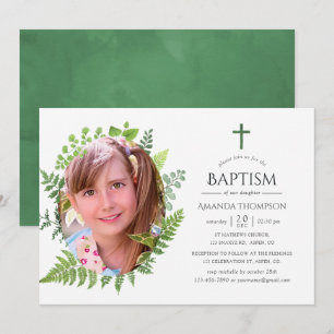 Convites Batismo ou Christening na Floresta de Aquarelas