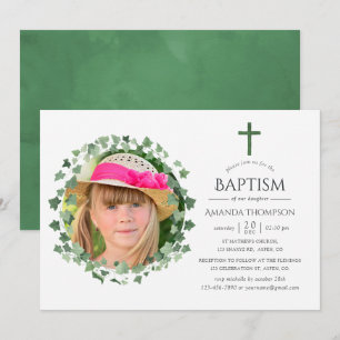 Convites Batismo ou Christening na Floresta de Aquarelas
