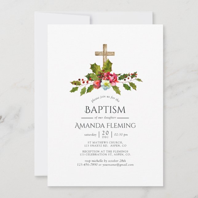 Convites Batismo ou Crisma Floral de Natal (Frente)