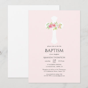 Convites Batismo ou Cristandade Floral em Aquarela