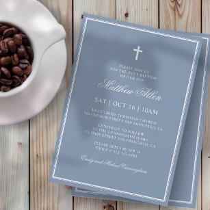 Convites Batismo Para Ele   Cruz clássica elegante
