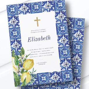 Convites Batismo Para Os Azulejos Mediterrânicos Da Folhag
