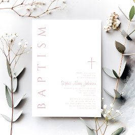 Convites Batismo religioso Cor-de-rosa-rosa moderno