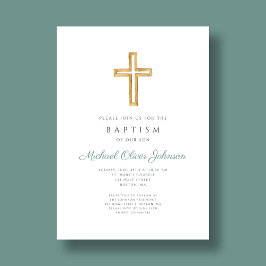 Convites Batismo religioso Cruzado Verde