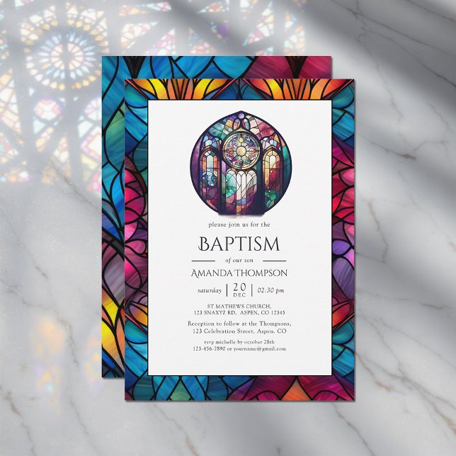 Convites Batismo religioso moderno, Dedicação ou Cristo (Modern Church Baptism, Dedication or Christening Invitation)