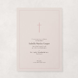 Convites Batismo Religioso Rosa Mínimo Cruz