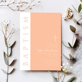 Convites Batismo religioso rosa moderno e elegante