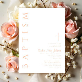 Convites Batismo religioso rosa-rosa moderno