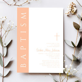 Convites Batismo religioso rosa-rosa moderno