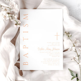 Convites Batismo religioso rosa-rosa moderno