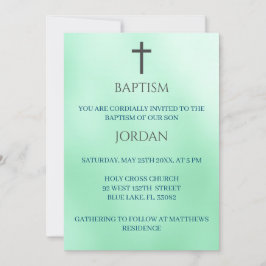 Convites Batismo Religioso Verde Tradicional