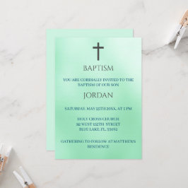 Convites Batismo Religioso Verde Tradicional