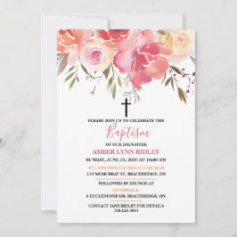 Convites Batismo Romântico Floral Bebê e Brunch