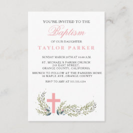 Convites Batismo Rosa Elegante/Convite de Natal