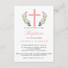 Convites Batismo Rosa Elegante/Convite de Natal