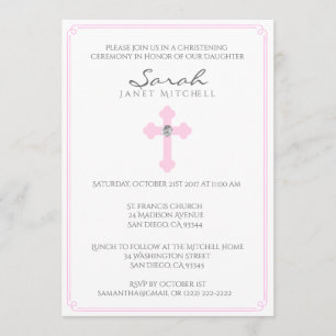 Convites Batismo rosa-rosa Criança de Natal