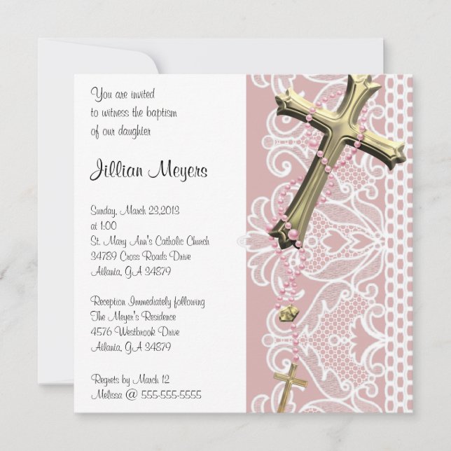 Convites Batismo Roxo Elegante Simples/Natal (Frente)