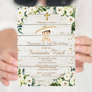 Convites Batismo Rustic Boy e Primeiro Aniversário Mexican