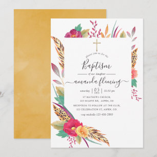 Convites Batismo Safari Floral Aquarela