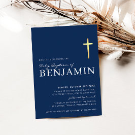 Convites Batismo sagrado e MODERNO marinho azul branco míni