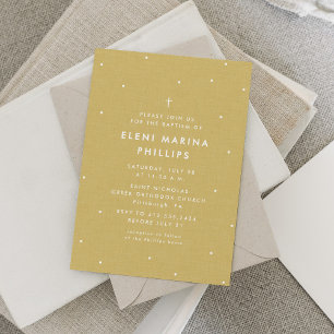 Convites Batismo simples amarelo dourado