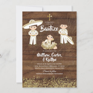Convites Batizado de Irmão Charro Dourado de Cacto Mexicano