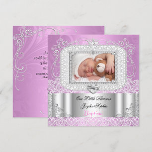 Convites Batizado de Menina pink purple