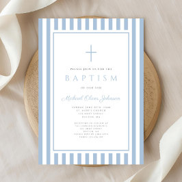 Convites Batizado de Menino Azul Bebê Elegante