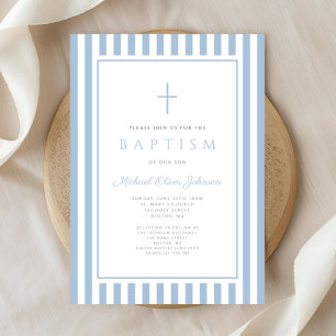 Convites Batizado de Menino Azul Bebê Elegante