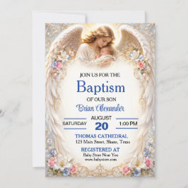 Convites Batizado de Menino com Anjo Encantador