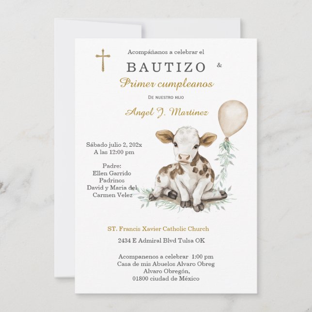 Convites Batizado e Primeiro Aniversário Menino (Frente)