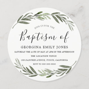 Convites Batizante de batismo de Garota Verde Folha de Ferr