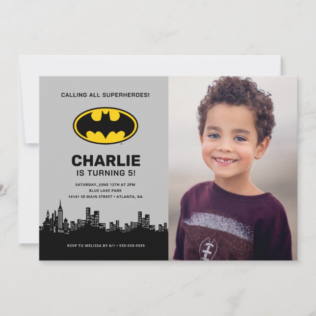 Convites Batman - Cidade de Gotham | Boys Birthday - Foto (Frente)