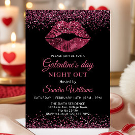 Convites Batom Burgundy para Noite do Dia de Galentine