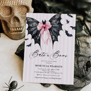 Convites Bats & Bows Chá de Bebê de Halloween