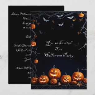 Convites Bats e Jack-O-Lanternas no Halloween