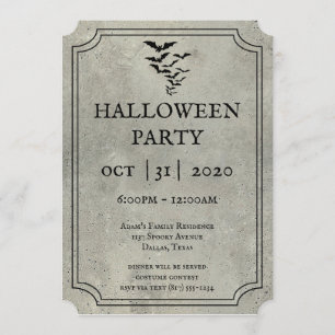 Convites Bats Tombstone Halloween Invants