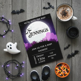 Convites Batty for baby. Halloween Baby shower Invitation