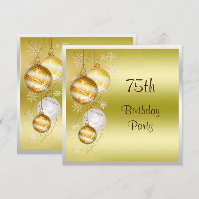 Convites Baubles & Stars 75. º aniversário (Frente/Verso)