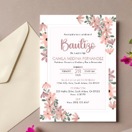 Convites Bautizo Boho Flor Baptism, Injeção Espanhola
