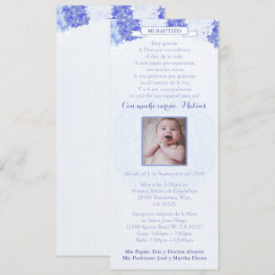 Convites Bautizo Español  Blue Hydrangeas Baptism Espanhol