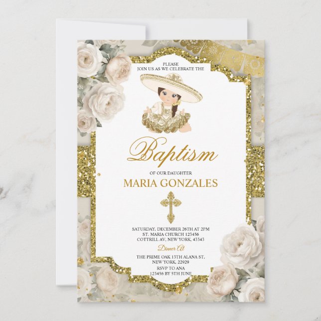 Convites Bautizo Fiesta Cute Little Baptism, espanhol (Frente)