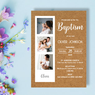 Convites Bautizo Invitacion Baby Boy ou Girl Photo Baptism